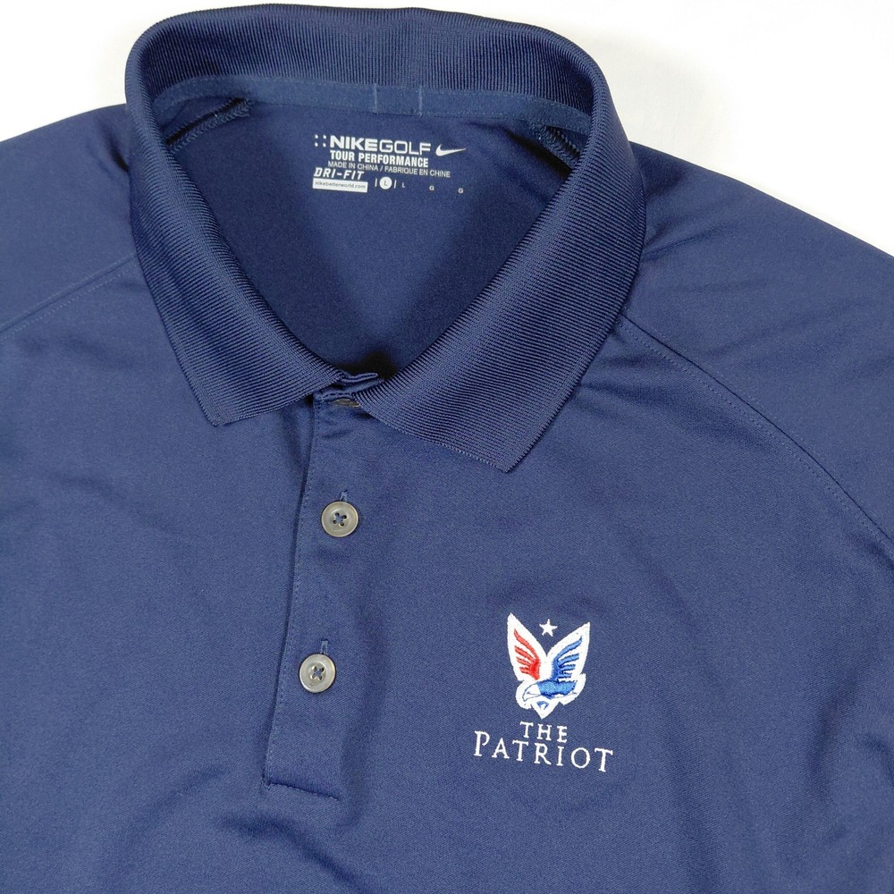 Nike Golf Tour Performance Dri-Fit Polo Shirt Navy Blue The Patriot Mens Large
